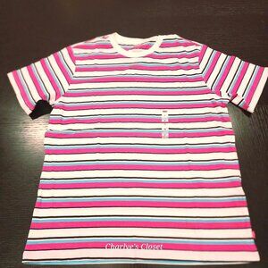 Levi's Women's‎ Relaxed Fit Pink/Blue Striped Preppy Layering T-Shirt Size M NWT